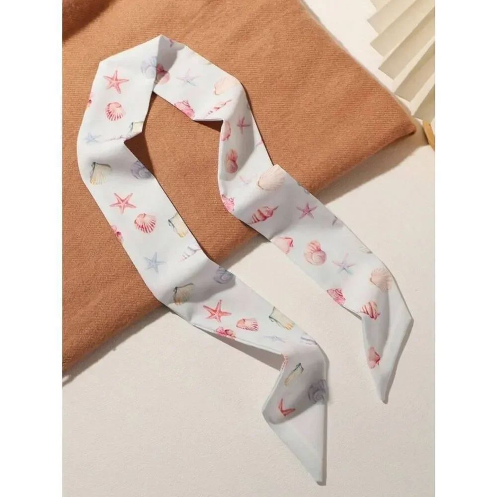 Seashell Print Skinny Hair Scarf M1687